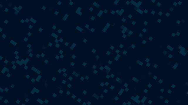 Digital squares animation scatters matrix block shapes on dark. Cyber perspective lines move across the digital squares animation. Modern abstract motion fills these digital squares.