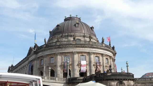 Facade of the Bode Museum in Berlin - View from Tourist Boat Excursion