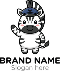 Fototapeta premium Vector Illustration of a Cute Cartoon Zebra Character Wearing a Professional Driver Cap for Transportation Business Logo