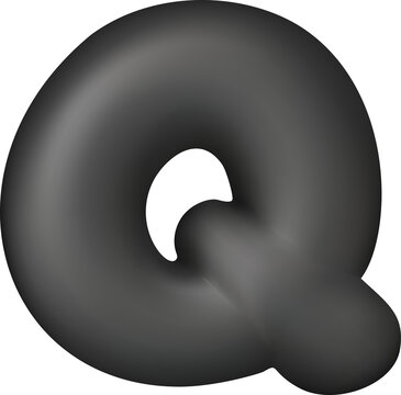 Dark gray 3D letter Q with soft rounded shape