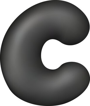 Black glossy 3D balloon letter C