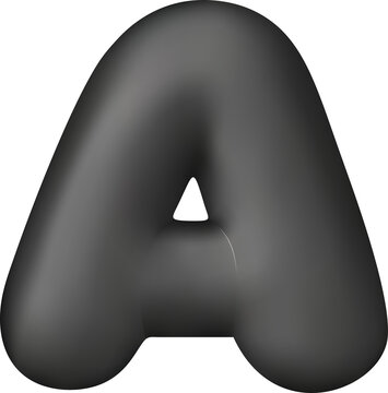 Black glossy 3D inflatable balloon letter A