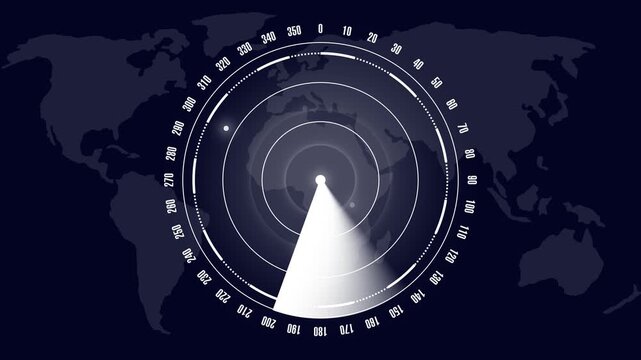 Radar map animation sweeps an active surveillance scan on dark. Global target tracking coordinates route on the radar map. Planetary satellite telemetry guides this active radar map.
