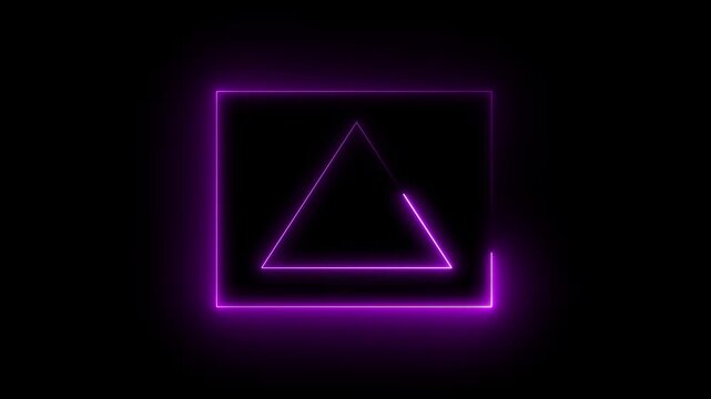 Triangle animation pulses inside a square geometric border frame. Minimalist vector perspective shapes define the triangle animation. Modern abstract graphic design depth forms the triangle.