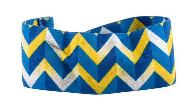 A colorful fabric chevron patterned headband isolated on transparent background for sports fashion accessories