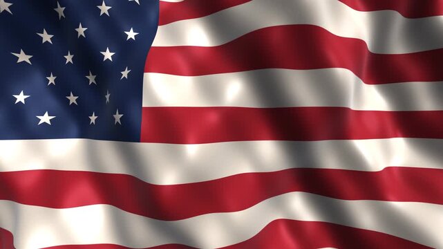 American flag fabric dynamically waving in a full frame close-up, symbolizing patriotism, freedom, and corporate leadership