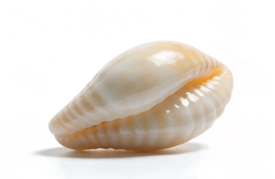 Single sea shell isolated on white background with marine life