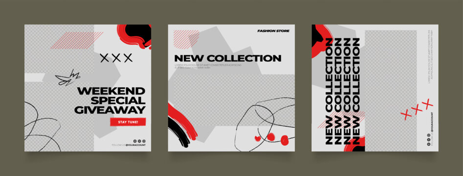 social media template banner fashion sale promotion. fully editable instagram and facebook square post frame square banner sale poster. red white vector background
