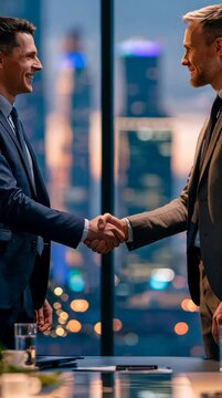 Vertical video - Executives Shaking Hands at Christmas Business Negotiation