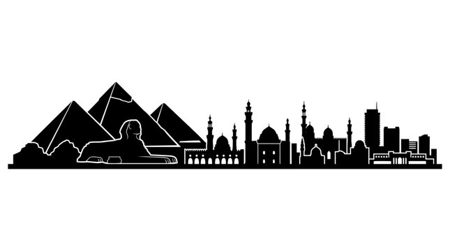 Cairo Egypt Skyline Silhouette Vector Illustration