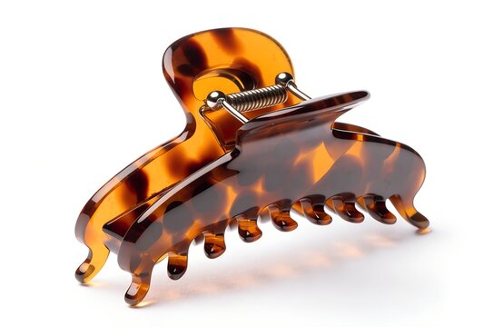 Tortoiseshell hair claw isolated on a white background with hair accessory