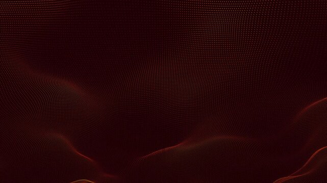 Abstract digital grid mesh undulating with glowing red and orange waves in 3D perspective for business cloud technology