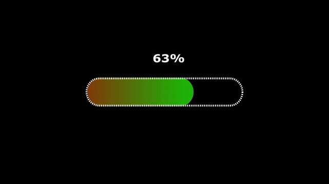 Progress bar animation displays thirty seven percent status on black. System software buffering updates steadily across the progress bar. Digital user interface loading progress runs on this bar.