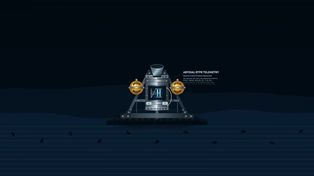 Educational science animation explaining the DART Tsunami Early Warning System with bottom pressure recorder sending acoustic signals to a surface buoy and satellite