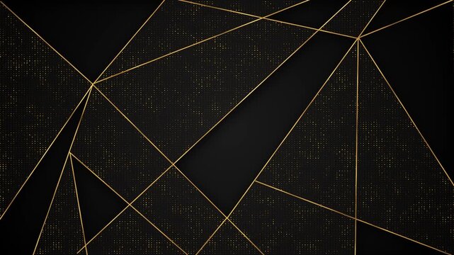Angular gold lines black background fine dots, grand luxury pattern. premium branding, award events, corporate presentations, product launches, fashion campaigns, title sequences elegant backdrops.
