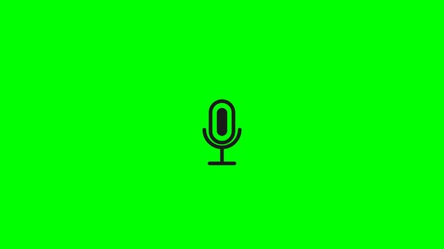 Animated Microphone Mute and Unmute UI Icon with Mouse Click Cursor Action on Green Screen Chroma Key Background