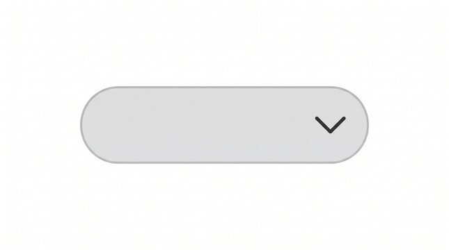 Minimalist dropdown menu button icon, light gray rounded search bar element, clean user interface navigation component for web and app design
