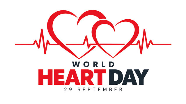 World heart day banner with red hearts and ekg line isolated on white background, world heart day 2026, heart day 2026, heart day