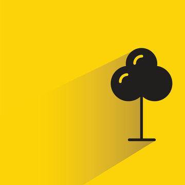 tree with shadow on yellow background