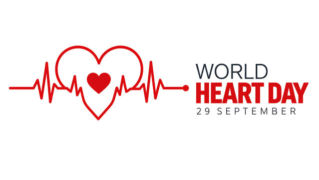 World heart day banner with red heart shape and heartbeat line isolated on white background, world heart day 2026, heart day 2026, heart day