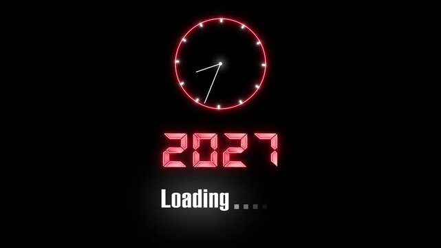 Countdown screen animation loads new year calendar dates. Chronological holiday transition updates on countdown screen. Seasonal celebration anticipation builds on countdown screen.