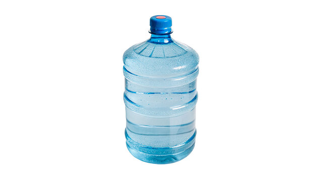 Large plastic bottle container filled with pure drinking water isolated on transparent background.