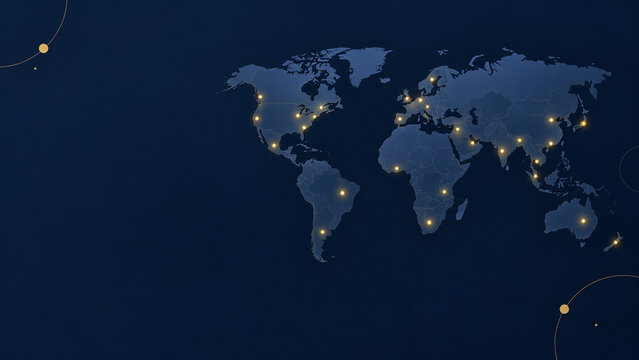 Illustration d'une carte du monde avec points de connexion lumineux