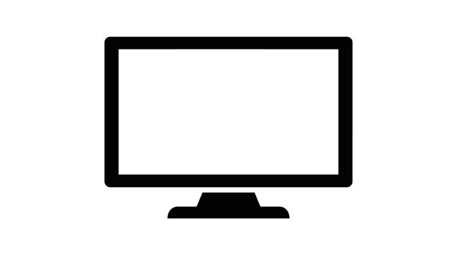 Flat screen monitor silhouette on transparent background display television black graphic