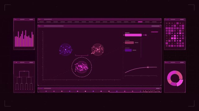 Abstract animated swarm consensus agents converging vote drawn as violet and blue lines and shapes on a deep dark background. Seamless looping 4K motion graphics video with free space for text, ideal 