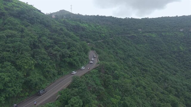 Aerial View of Ajinkyatara Fort and Lush Green Hills Satara Maharashtra India