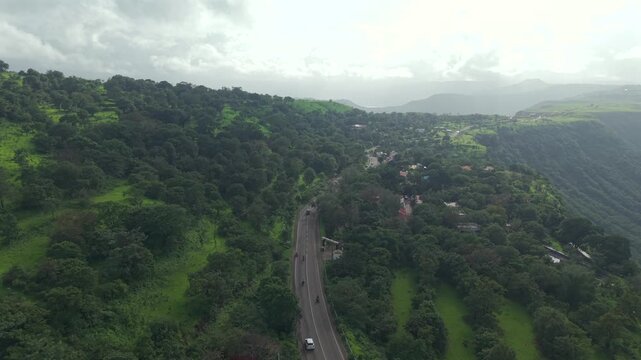 Aerial View of Ajinkyatara Fort and Lush Green Hills Satara Maharashtra India