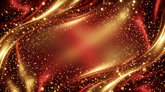 Golden metallic swirls and sparkles creating dynamic festive celebration background