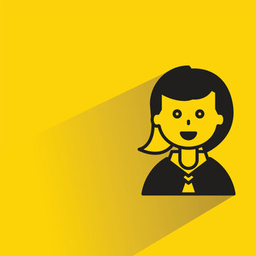 girl avatar icon with shadow on yellow background