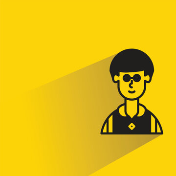 boy character with shadow on yellow background