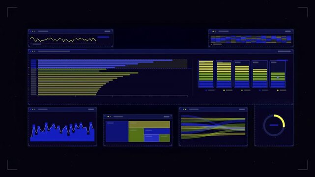 Abstract animated mempool fees sorting into blocks drawn as blue and cyan lines and shapes on a deep dark background. Seamless looping 4K motion graphics video with free space for text, ideal for dash