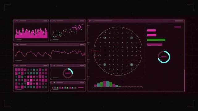 Abstract animated overlay vectors correcting alignment drift drawn as violet and blue lines and shapes on a deep dark background. Seamless looping 4K motion graphics video with free space for text, id
