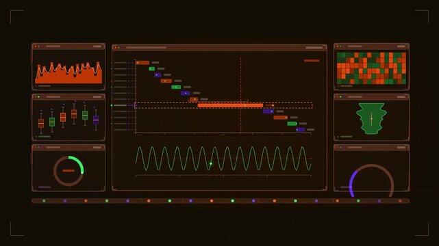 Abstract animated path latency accumulating across hops drawn as amber and orange lines and shapes on a deep dark background. Seamless looping 4K motion graphics video with free space for text, ideal 