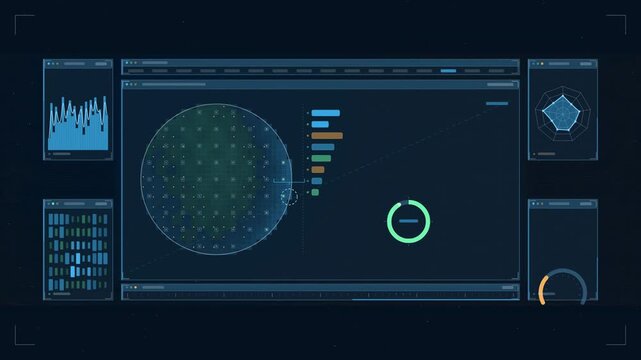 Abstract animated adaptive optics flattening wavefront error drawn as blue and cyan lines and shapes on a deep dark background. Seamless looping 4K motion graphics video with free space for text, idea