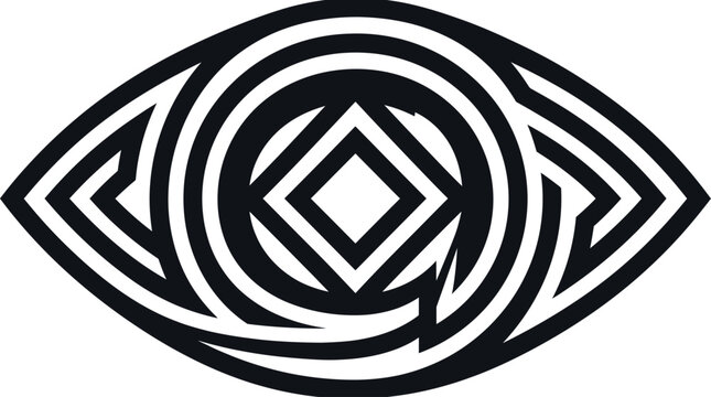 Geometric eye symbol, abstract tribal eye vector, occult vision logo icon