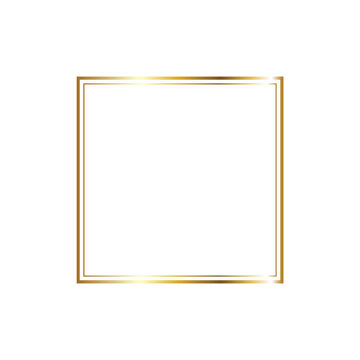 A square double-line golden frame with small diamond accents at the corners, isolated on a plain white background
