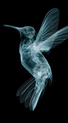 Fototapeta premium X-ray of a hummingbird in flight showcasing intricate skeletal and feather details