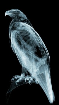 X-ray of a majestic eagle showing its intricate skeletal structure and sharp talons