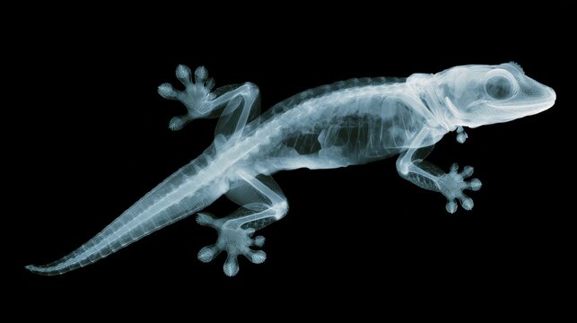 X-ray of a gecko showing its internal skeletal structure and anatomy