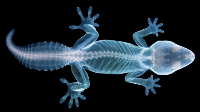 X-ray view of a gecko showing its internal skeletal structure and anatomy