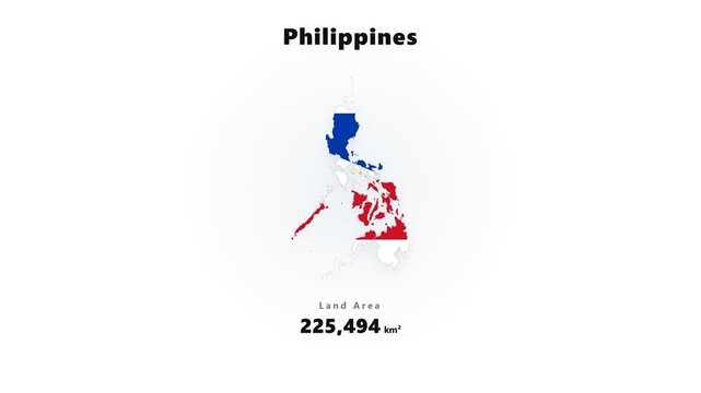 Centered Philippines map silhouette with blue northern islands and red southern islands on white background, soft radial vignette, clean infographic style graphic