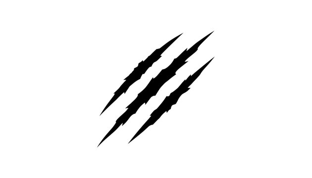 Black claw mark illustration featuring three sharp scratch slash vector lines