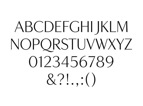 Alphabet characters numbers and punctuation symbols isolated on white background