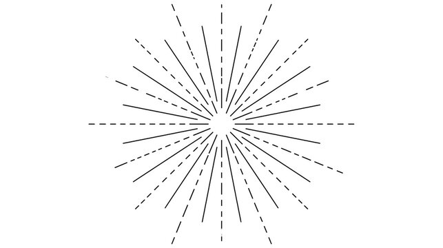 Isolated graphic design element with a radiating lines motif, dynamic burst, and alphanumeric code.