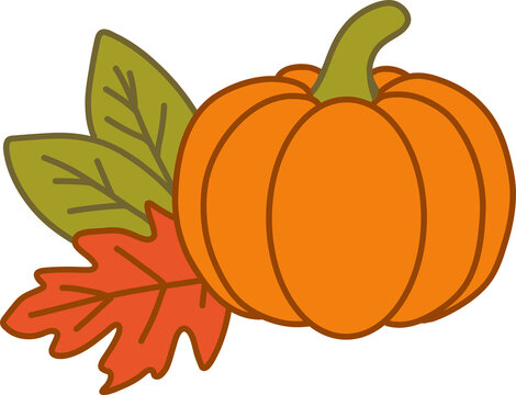 pumpkin with leaves