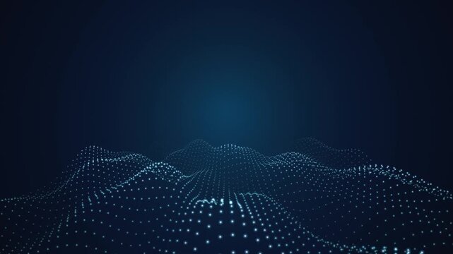 Cybernetic Digital Terrain and Luminous Point Cloud Wave Landscape Loop